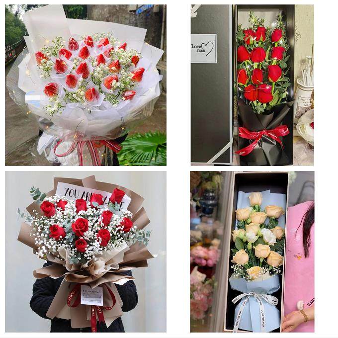 湖北武汉市洪山江夏黄陂新洲区鲜花店同城配送女朋友草莓玫瑰花束