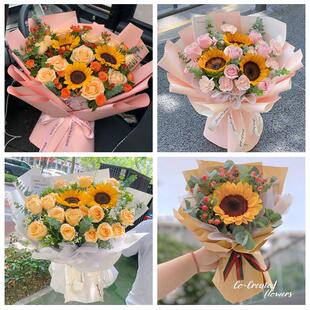 河北承德市隆化丰宁宽城围场县同城鲜花店学生高考向日葵玫瑰花束
