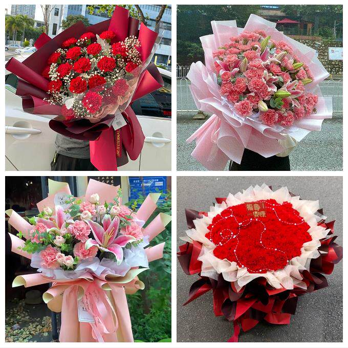 中卫市沙坡头区中宁县海原县同城鲜花店38节康乃馨百合花束送长辈