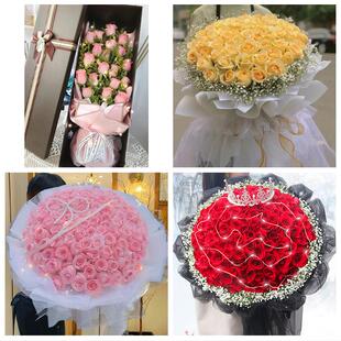 桂林市全州兴安县永福灌阳县同城鲜花店情人节玫瑰花束礼盒送女友