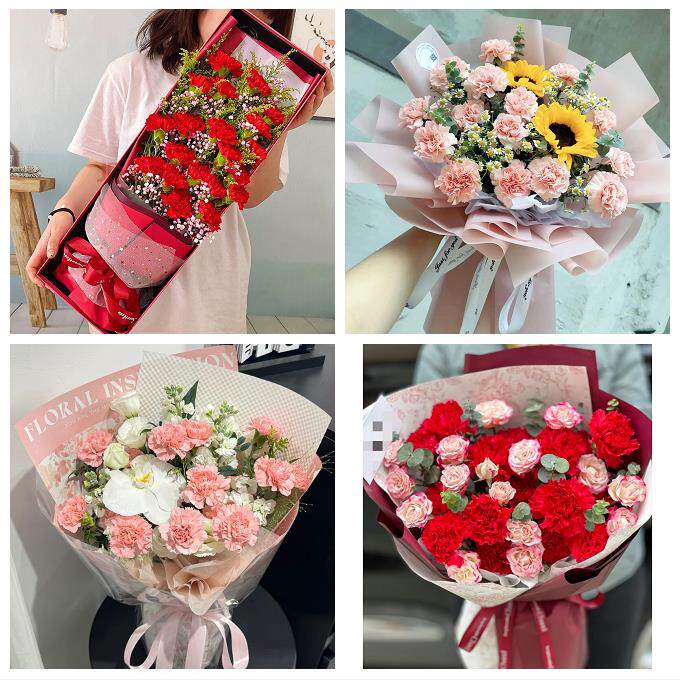 宝鸡市渭滨金台陈仓区凤翔县同城鲜花店38节康乃馨百合花束送长辈