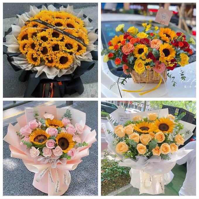 江苏徐州市睢宁县新沂市邳州市同城鲜花店学生高考向日葵玫瑰花束