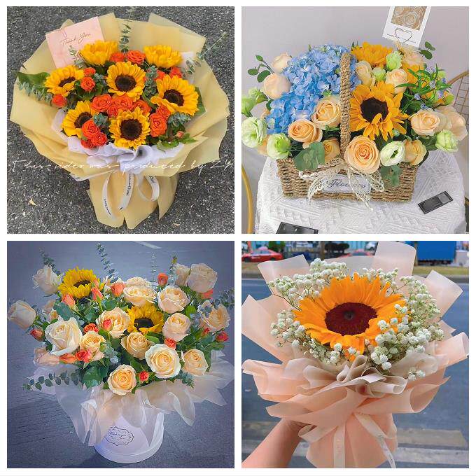 陕西汉中市汉台区南郑区城固县同城鲜花店向日葵玫瑰混搭生日花束