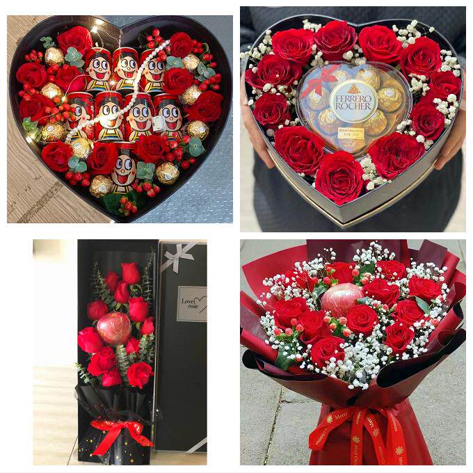 商洛市商州区洛南丹凤商南县同城鲜花店平安夜玫瑰礼盒送女友老婆