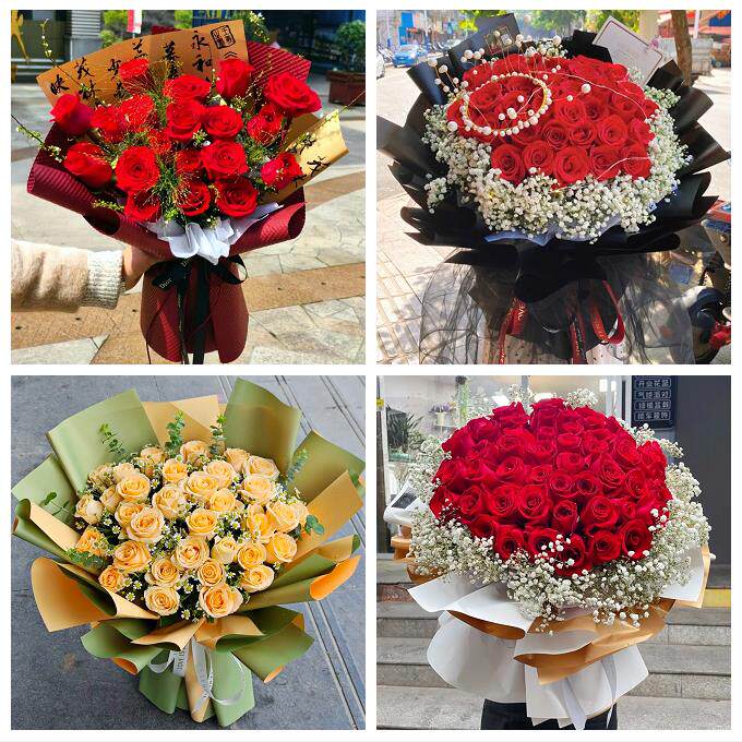 送武汉市武昌区青山区洪山区同城鲜花店女神节玫瑰花束送老婆女友