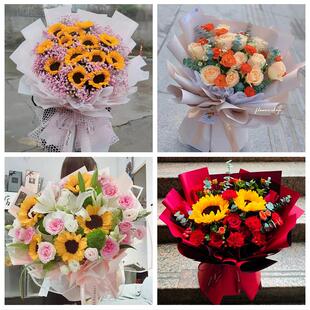 甘肃定西市安定区通渭县陇西县同城鲜花店学生高考向日葵玫瑰花束