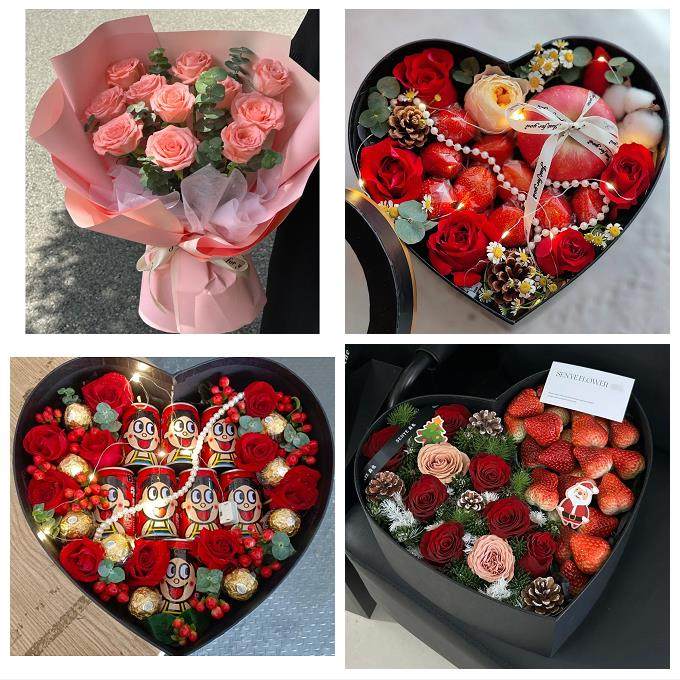 北京石景山区广宁五里坨鲁谷同城鲜花店平安夜玫瑰礼盒送女友老婆