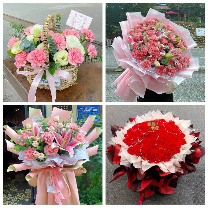 郑州上街惠济区中牟县巩义市同城鲜花店38节康乃馨百合花束送长辈