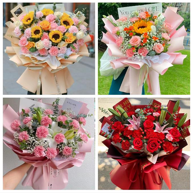 郑州市中原区二七管城金水区同城鲜花店配送教师节康乃馨百合花束