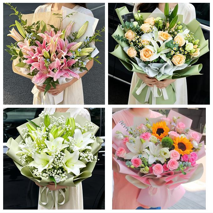 江门市蓬江江海新会区台山市同城鲜花店玫瑰百合花束送老婆女朋友