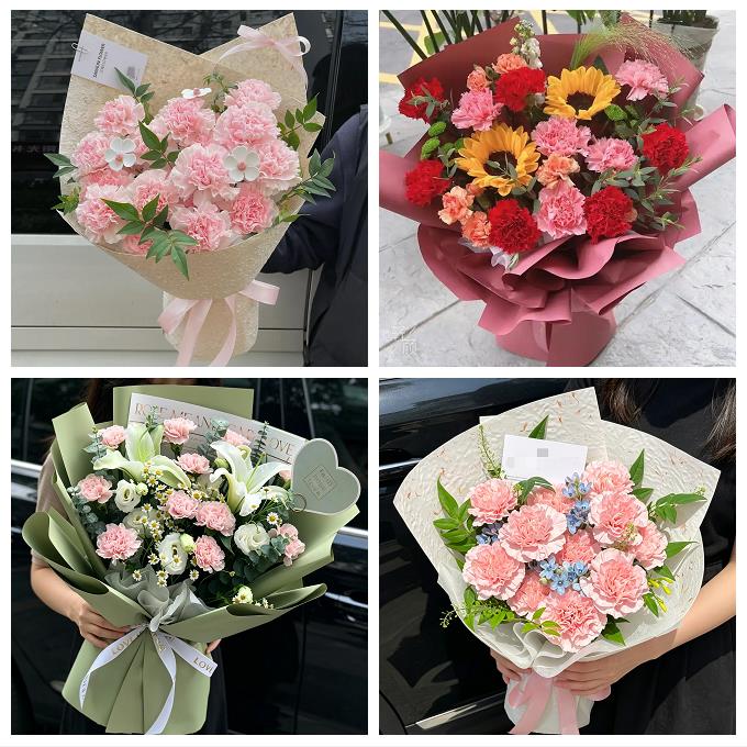 宝鸡市岐山县扶风县眉县陇县同城鲜花店送康乃馨百合长辈生日花束