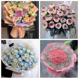 送青岛市即墨市平度市莱西市同城鲜花店情人节玫瑰花束礼盒送女友