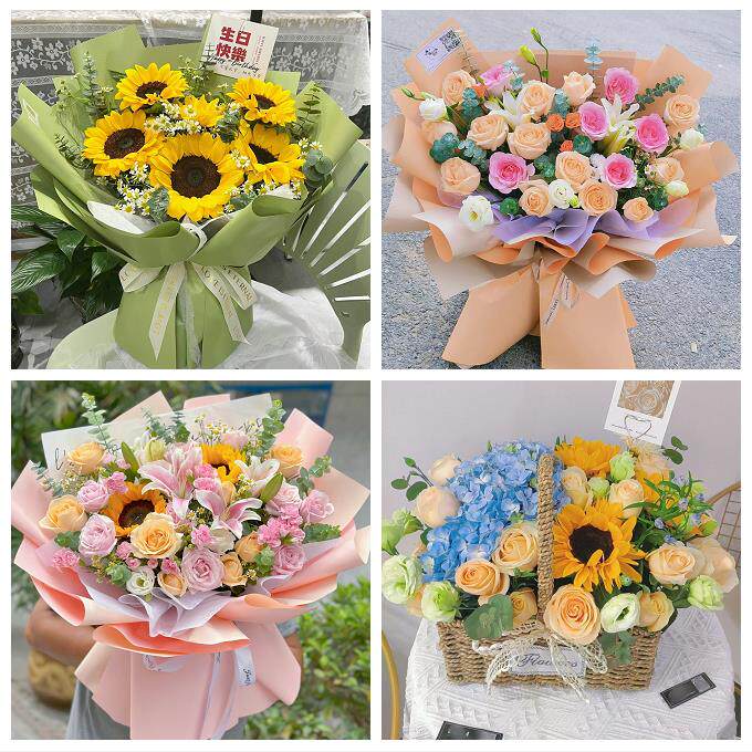 湖南常德市安乡县武陵区鼎城区同城鲜花店向日葵玫瑰混搭生日花束