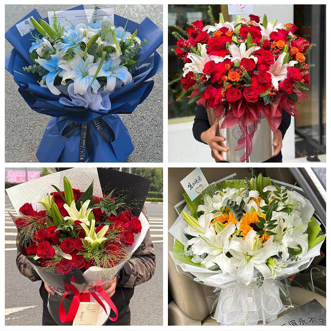 江苏苏州市张家港昆山市太仓市同城鲜花店送玫瑰百合花束老婆生日