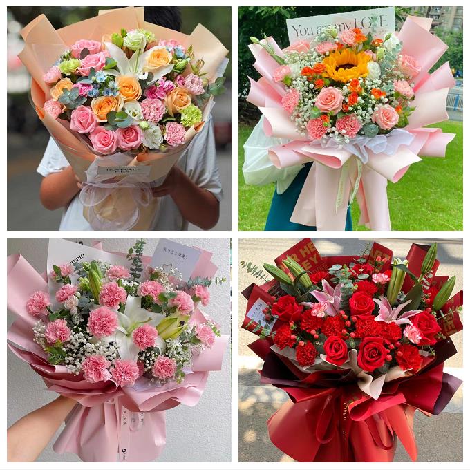 淄博市周村区桓台高青沂源县同城鲜花店配送教师节康乃馨百合花束