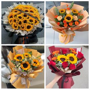 四川眉山市洪雅县丹棱县青神县同城鲜花店学生高考向日葵玫瑰花束