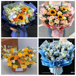 遵义市桐梓绥阳县正安道真县同城鲜花店送男士朋友向日葵玫瑰花束