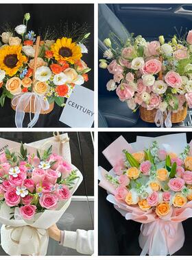 向日葵玫瑰混搭花束送朋友邵阳市绥宁新宁城步县武冈市同城鲜花店