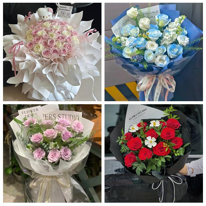 四川攀枝花市东区西区仁和区同城鲜花店送卡布碎冰蓝玫瑰生日花束