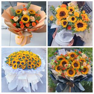 江西景德镇市浮梁县乐平市附近同城鲜花店学生高考向日葵玫瑰花束