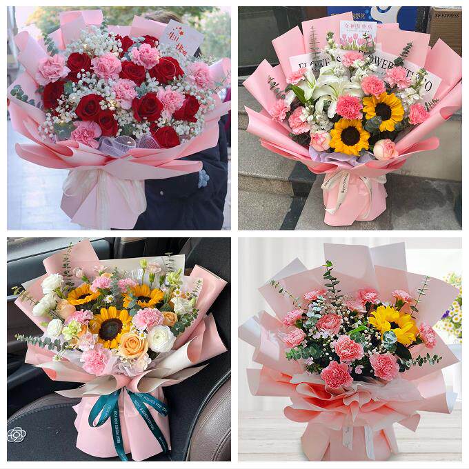 吉林昌邑龙潭船营丰满区永吉同城鲜花店康乃馨百合花束送长辈父母