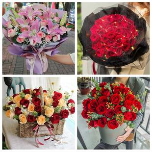 湖南株洲市茶陵县炎陵县醴陵市鲜花店同城配送女朋友情人节红玫瑰
