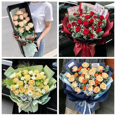 520玫瑰花束礼盒送女友山西运城市闻喜稷山新绛县绛县同城鲜花店