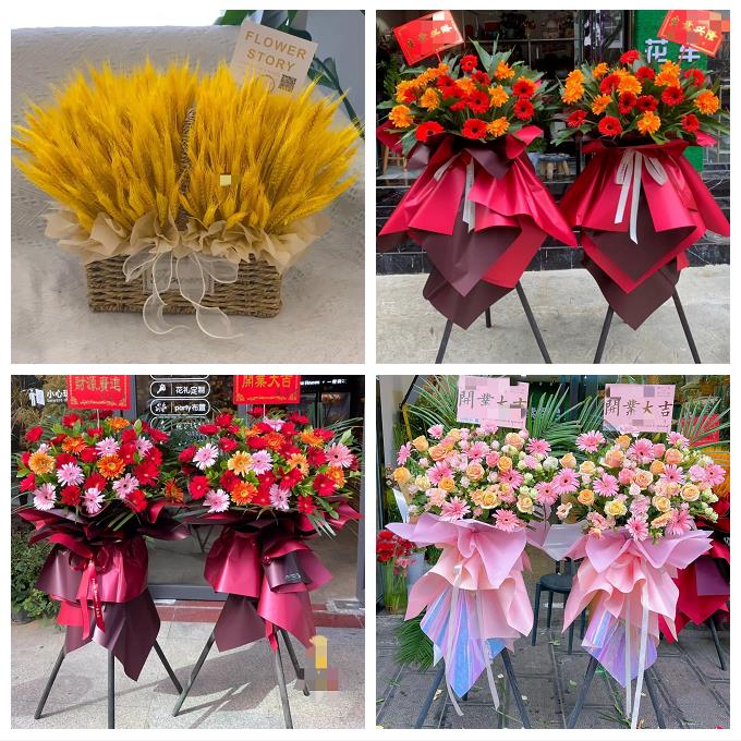 送昆明市宜良县石林县嵩明县同城花店公司会展新店开张送开业花篮