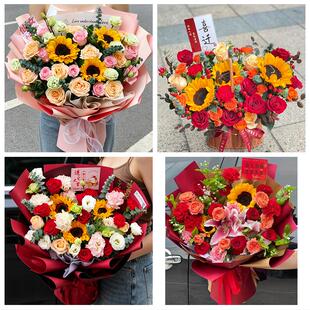 临汾市尧都区曲沃翼城襄汾县同城鲜花店送男士朋友向日葵玫瑰花束