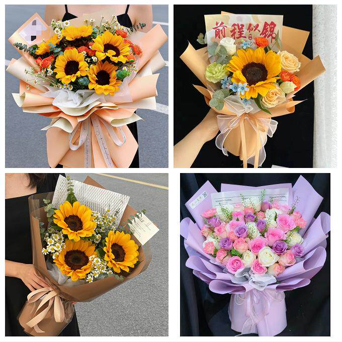 向日葵玫瑰混搭花束送朋友宁夏省吴忠市同心县青铜峡市同城鲜花店