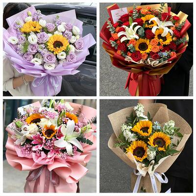 中高考向日葵玫瑰混搭花束天津河东大王庄大直沽中山门同城鲜花店
