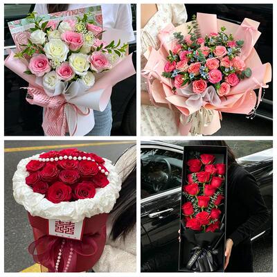 520玫瑰花束礼盒送女友上海宝山区罗店大场杨行月浦镇同城鲜花店
