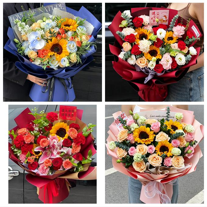 贵阳市南明云岩区花溪乌当区同城鲜花店送男士朋友向日葵玫瑰花束