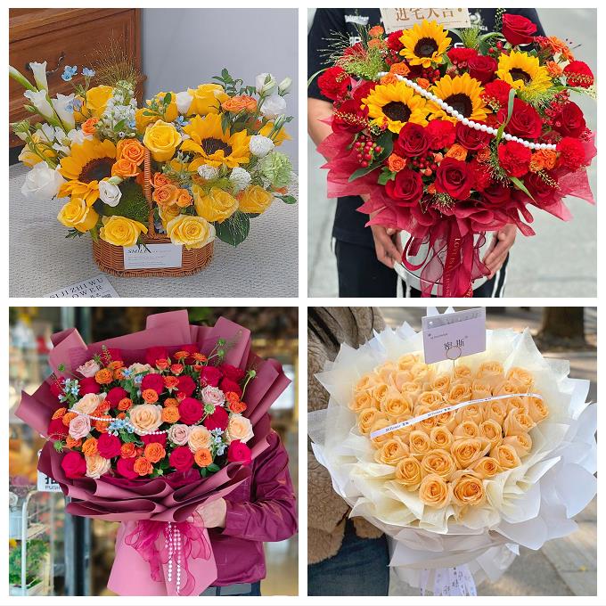 南充市顺庆高坪嘉陵区阆中市同城鲜花店送男士朋友向日葵玫瑰花束