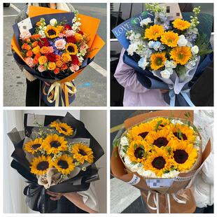 中高考向日葵玫瑰混搭花束达州市通川达川区宣汉开江县同城鲜花店