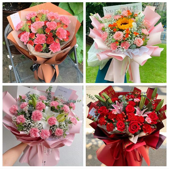 送咸阳市淳化县武功县兴平市同城鲜花店配送教师节康乃馨百合花束