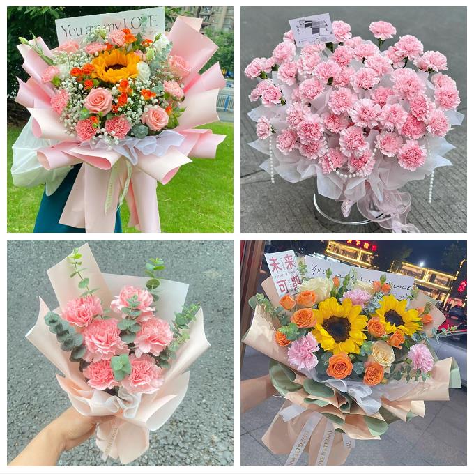 送无锡市新吴区江阴市宜兴市同城鲜花店配送教师节康乃馨百合花束