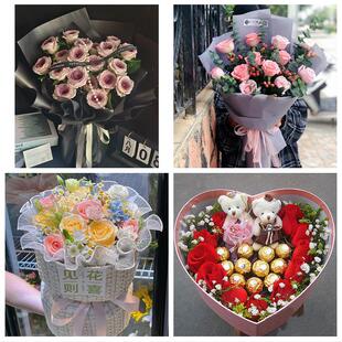 上海宝山区淞南镇城市工业园区同城鲜花店送11朵33枝玫瑰表白女友