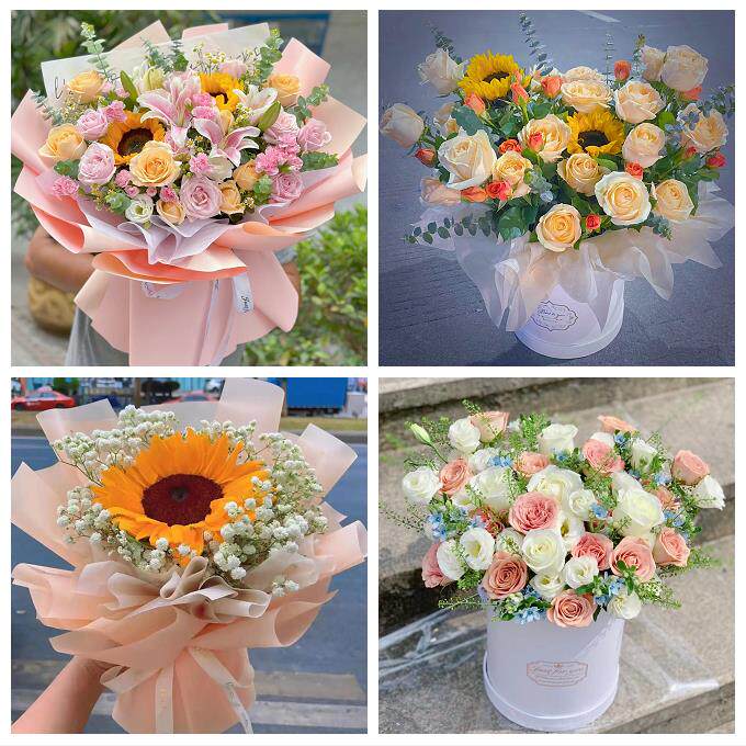 广西桂林市雁山区临桂区阳朔县同城鲜花店向日葵玫瑰混搭生日花束