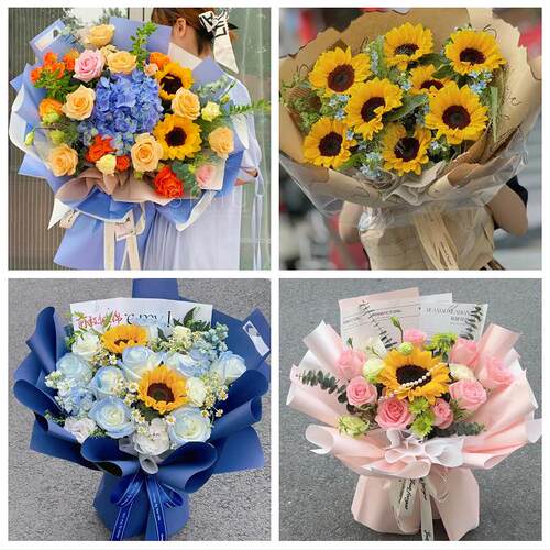 石河子阿拉尔图木舒克五家渠市同城鲜花店学生高考向日葵玫瑰花束