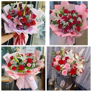 天津河东上杭路东新街鲁山道同城鲜花店订玫瑰百合送女友老婆生日