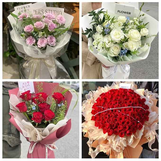 送北京市怀柔区泉河龙山街道同城鲜花店送卡布碎冰蓝玫瑰生日花束