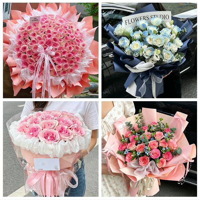 520玫瑰花束礼盒送女友江西赣州市龙南定南全南宁都县同城鲜花店