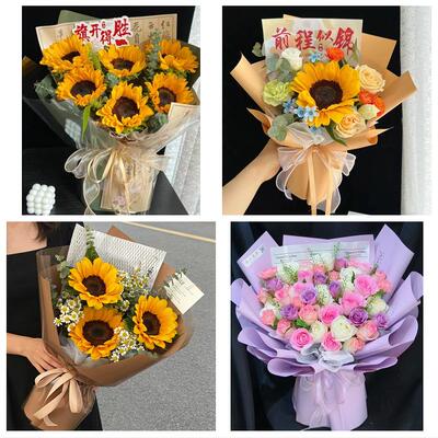 向日葵玫瑰混搭花束送朋友酒泉市阿克塞县玉门市敦煌市同城鲜花店