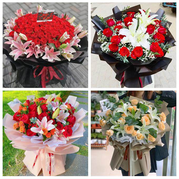 广州市白云黄埔区番禺花都区同城鲜花店送闺蜜女朋友百合玫瑰花束