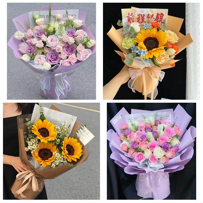 向日葵玫瑰混搭花束送朋友上海市奉贤区柘林海湾镇海港同城鲜花店