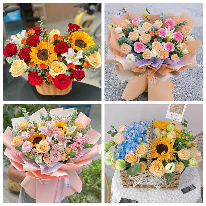 上海市奉贤区奉城镇庄行金汇镇同城鲜花店向日葵玫瑰混搭生日花束