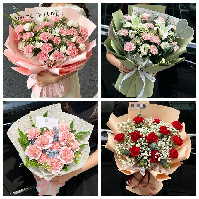 湘潭市雨湖岳塘区九华湘潭县同城鲜花店送康乃馨百合长辈生日花束