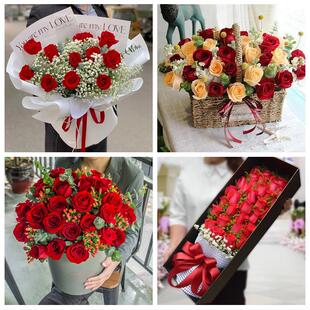 内蒙古呼和浩特和林格尔武川县鲜花店同城配送女朋友情人节红玫瑰