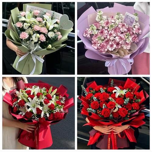 送安康市紫阳县岚皋县平利县同城鲜花店送康乃馨百合长辈生日花束